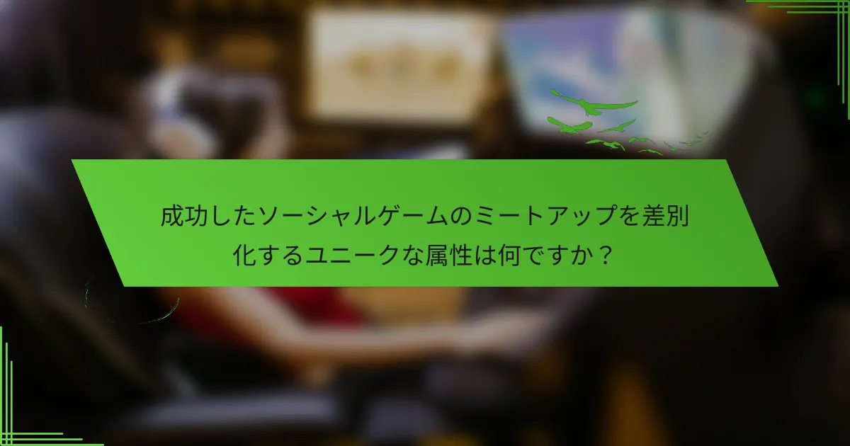 成功したソーシャルゲームのミートアップを差別化するユニークな属性は何ですか？