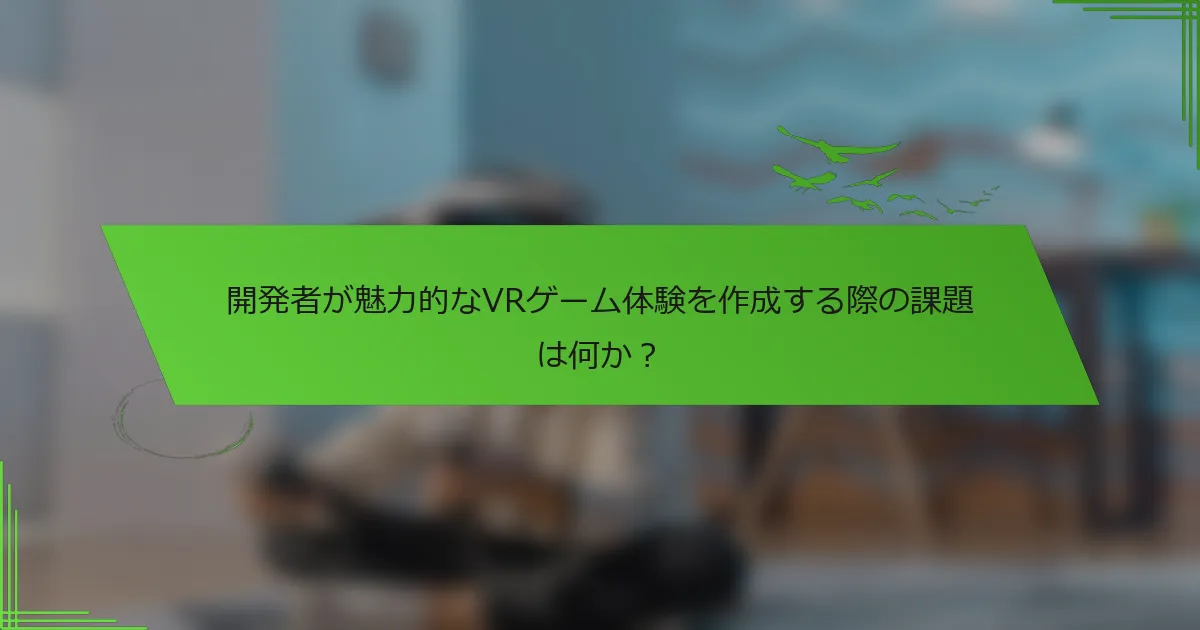 開発者が魅力的なVRゲーム体験を作成する際の課題は何か？
