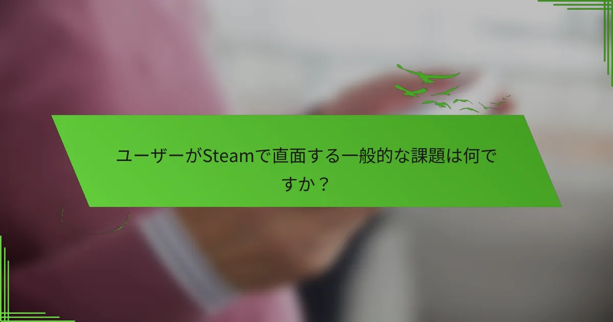 ユーザーがSteamで直面する一般的な課題は何ですか？